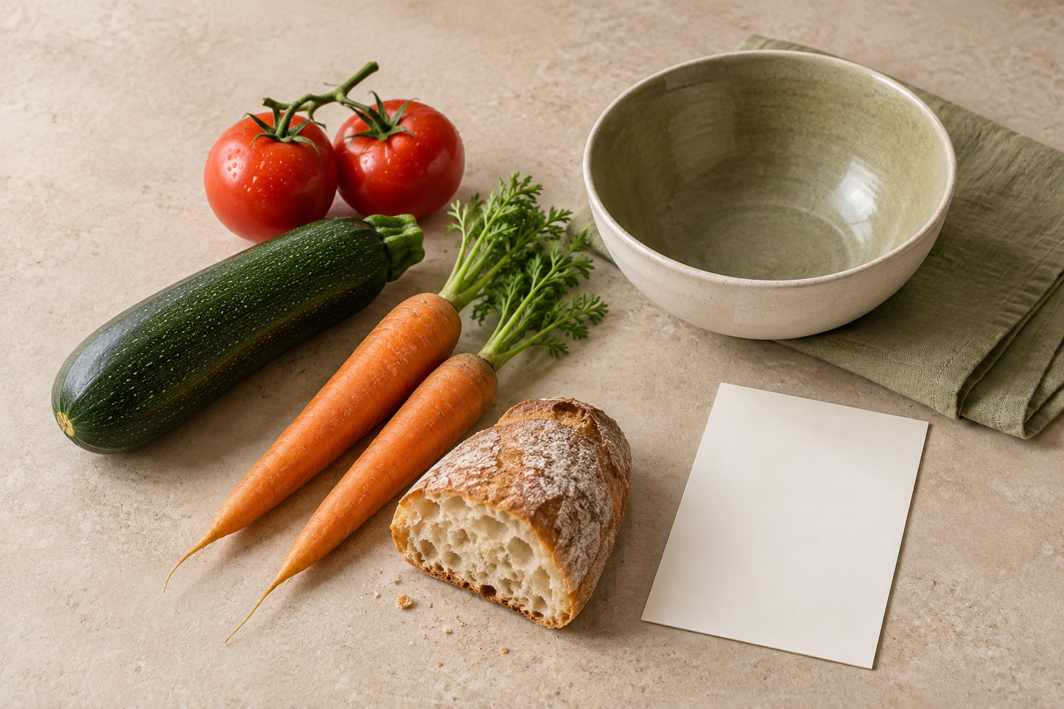 Escena editorial sobre alimentación